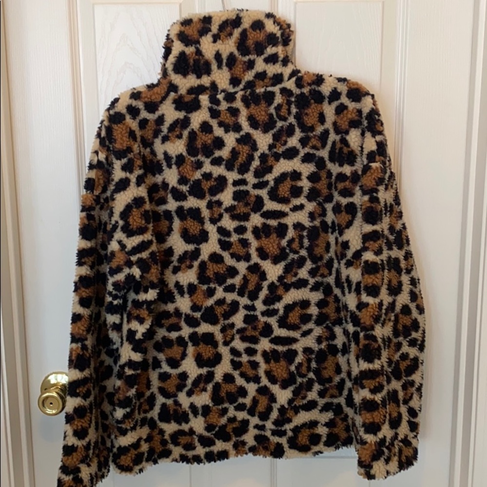 J Crew snap-collar, leopard print Sherpa; size S - Picture 9 of 13